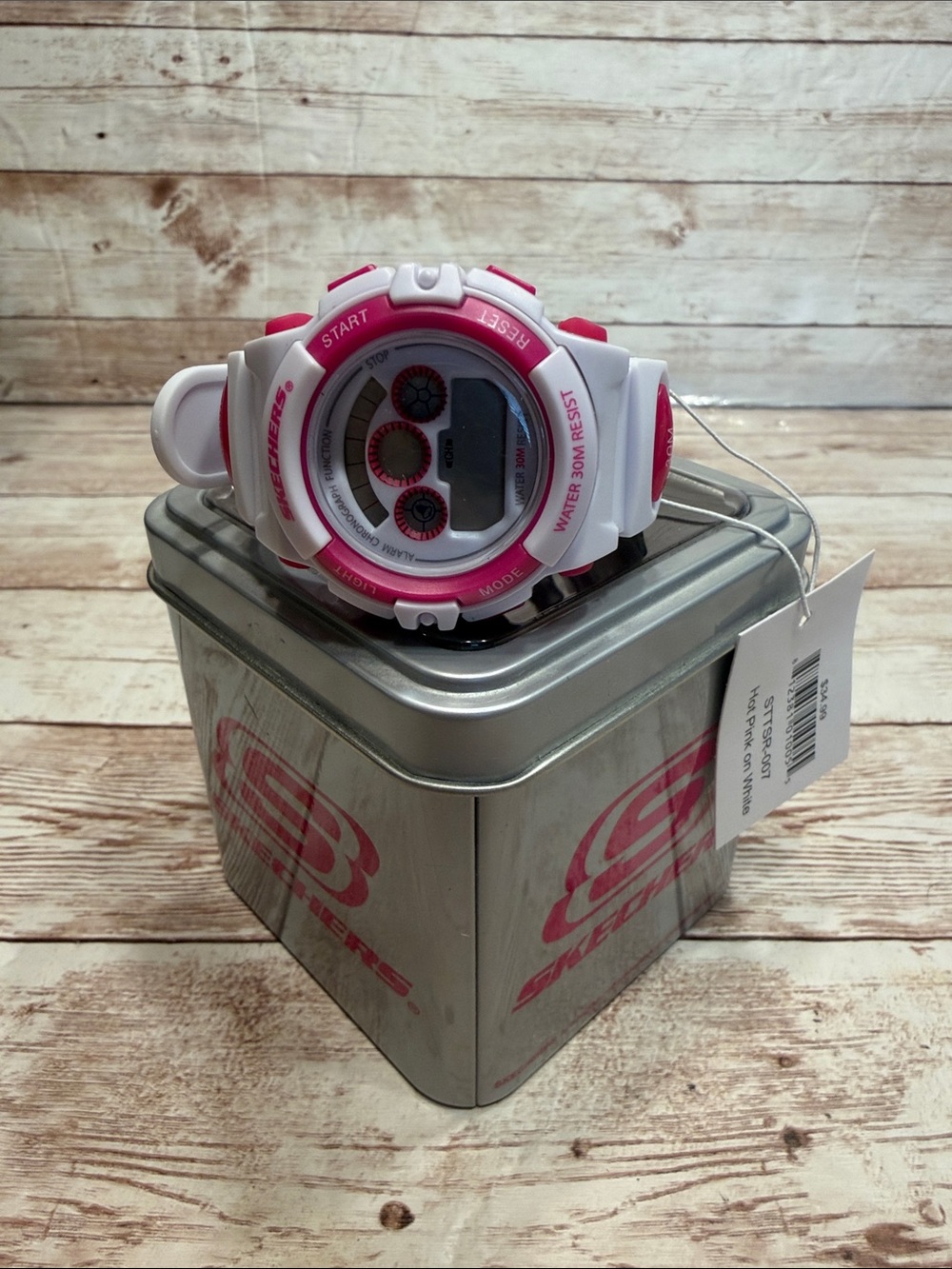 Skechers White and Pink Digital Sport Watch
